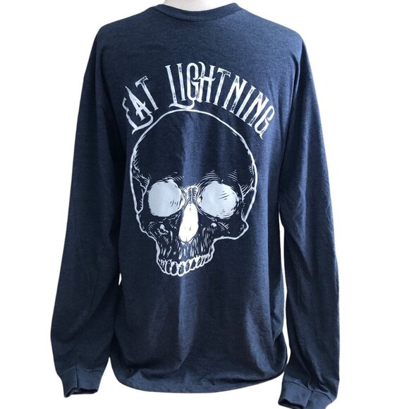 Carpe Diem Eat Lightning Skull Graphic Long Sleeve T Shirt - Dark Biker - Picture 1 of 5